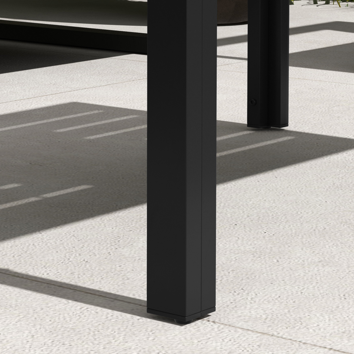 Outsunny Outdoor Side Table Garden Table with Steel Frame and Slat Top Black