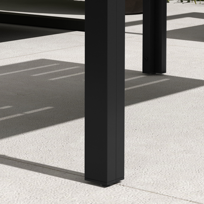 Outsunny Outdoor Side Table Garden Table with Steel Frame and Slat Top Black