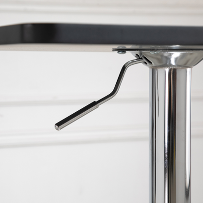 Modern Adjustable Counter Bar TableBlack and Silver Frame