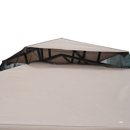 Outsunny Outdoor Gazebo, 2-tier Roof W/Netting, 295L x 295W x 263Hcm-Taupe