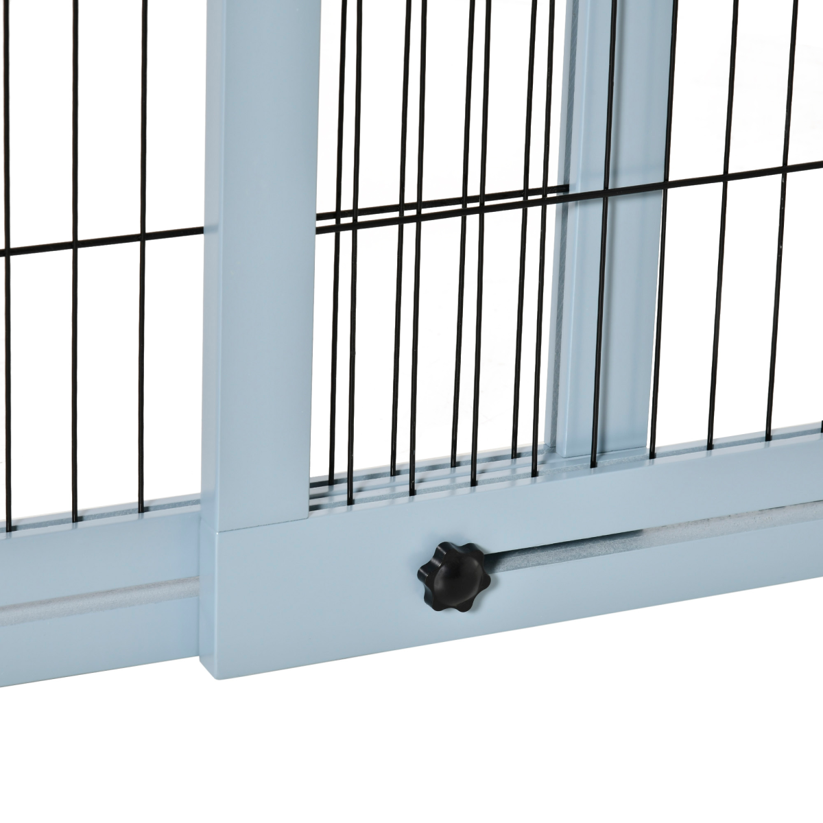 Adjustable Wooden Pet Gate Freestanding Dog Barrier for Doorway, Grey Pawhut