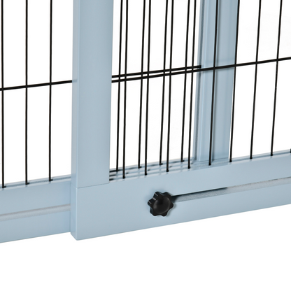 Adjustable Wooden Pet Gate Freestanding Dog Barrier for Doorway, Grey Pawhut