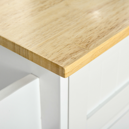 Kitchen Island Utility Cart, with 2 Storage Drawers Cabinets Dining Room White