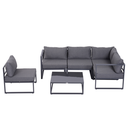 6Pcs Outdoor Sectional Sofa Set Conversation Aluminum Frame Cushion Outsunny