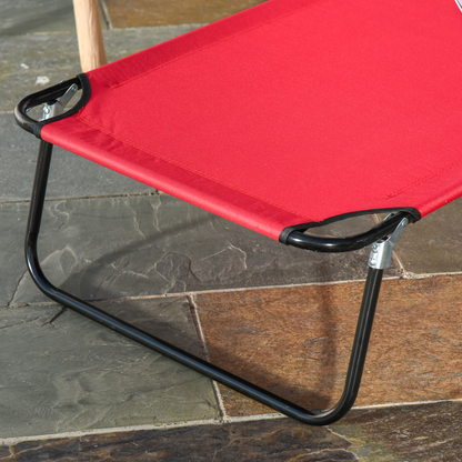Outsunny Folding Sun Lounger Reclining Chair w/ Pillow Reading Hole Red