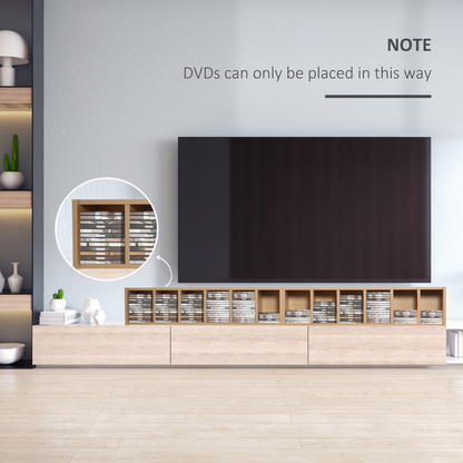 Set of 2 CD Media Display Shelf Unit Tower Rack w/ Adjustable Shelves Wood Color