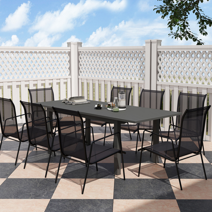 Outsunny Extending Garden Table with Slatted Top, 160/220 x 90 x 73 cm, Grey