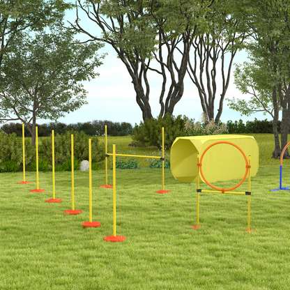 Outdoor 4 PCs Dog Pet Agility Training Equipment Backyard Starter Course Set