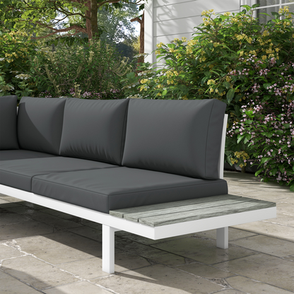 Outsunny 4 PCs Garden Set w/ 5-Level Recline Corner Conversation Sofa Set White