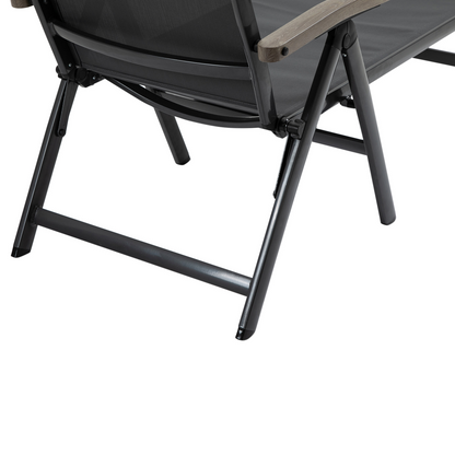 Folding Sun Lounger, Adjustable Chaise Lounge Chair Aluminium Frame Grey