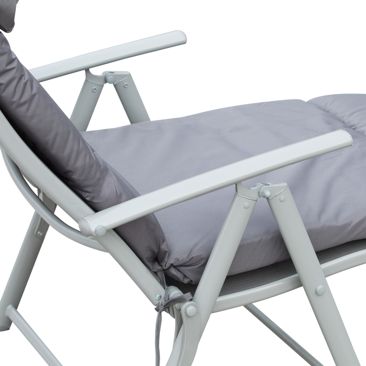 Outsunny Steel Frame Outdoor Garden Padded Sun Lounger w/ Pillow Grey