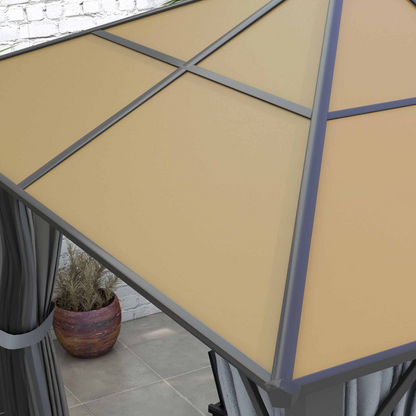 Outsunny 3 x 3.6m Hardtop Gazebo with Aluminium Frame and Curtains