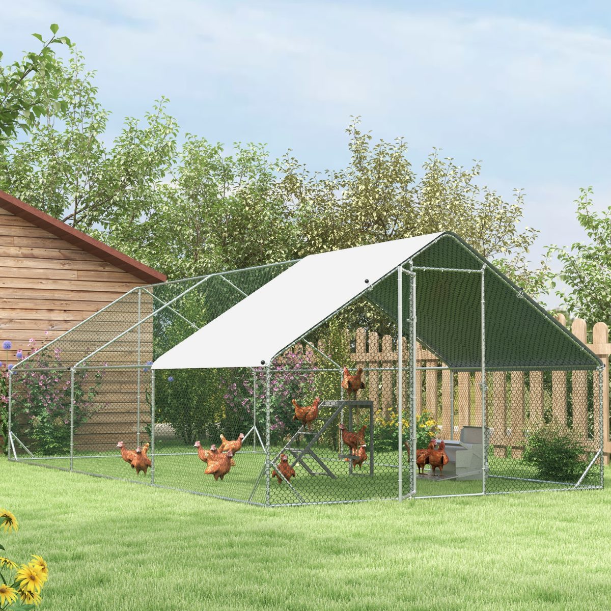 Automatic Chicken Feeder Galvanized Steel Poultry Feeders, 11.5kg of Feeds