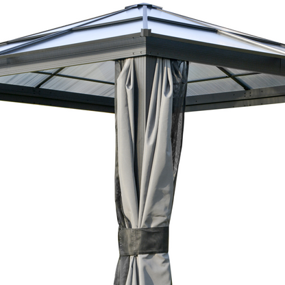 PC Aluminium Hardtop Gazebo with Curtains and Netting 3 x 3m