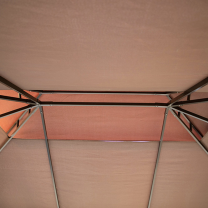 Metal Frame Gazebo with Sides Aluminium Metal Canopy Nets Coffee