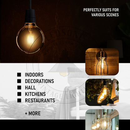 2Pack E27 LED Edison Dimmable Vintage Amber Glass Warm white 2700K Light Bulbs