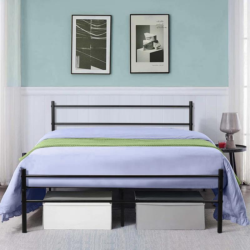 Extra Strong Double Metal Bed Frame In Black - Improved