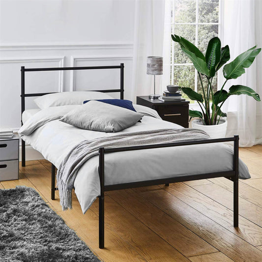Extra Strong Single Metal Bed Frame In Black - Improved