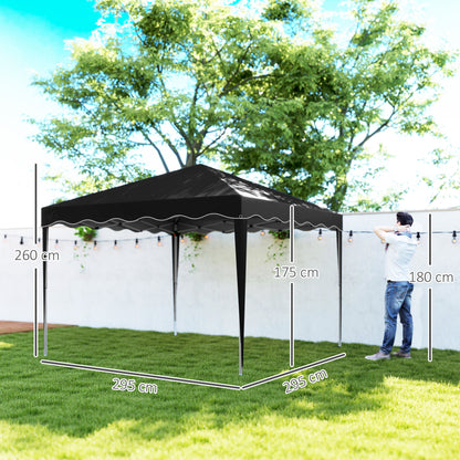 Steel Frame Gazebo with Reflective Lining for Outdoor Events - Black
