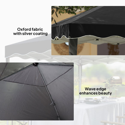 Steel Frame Gazebo with Reflective Lining for Outdoor Events - Black