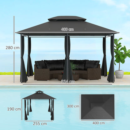 Durable Outdoor Gazebo - Spacious Design with Weather Protection - 3x4m