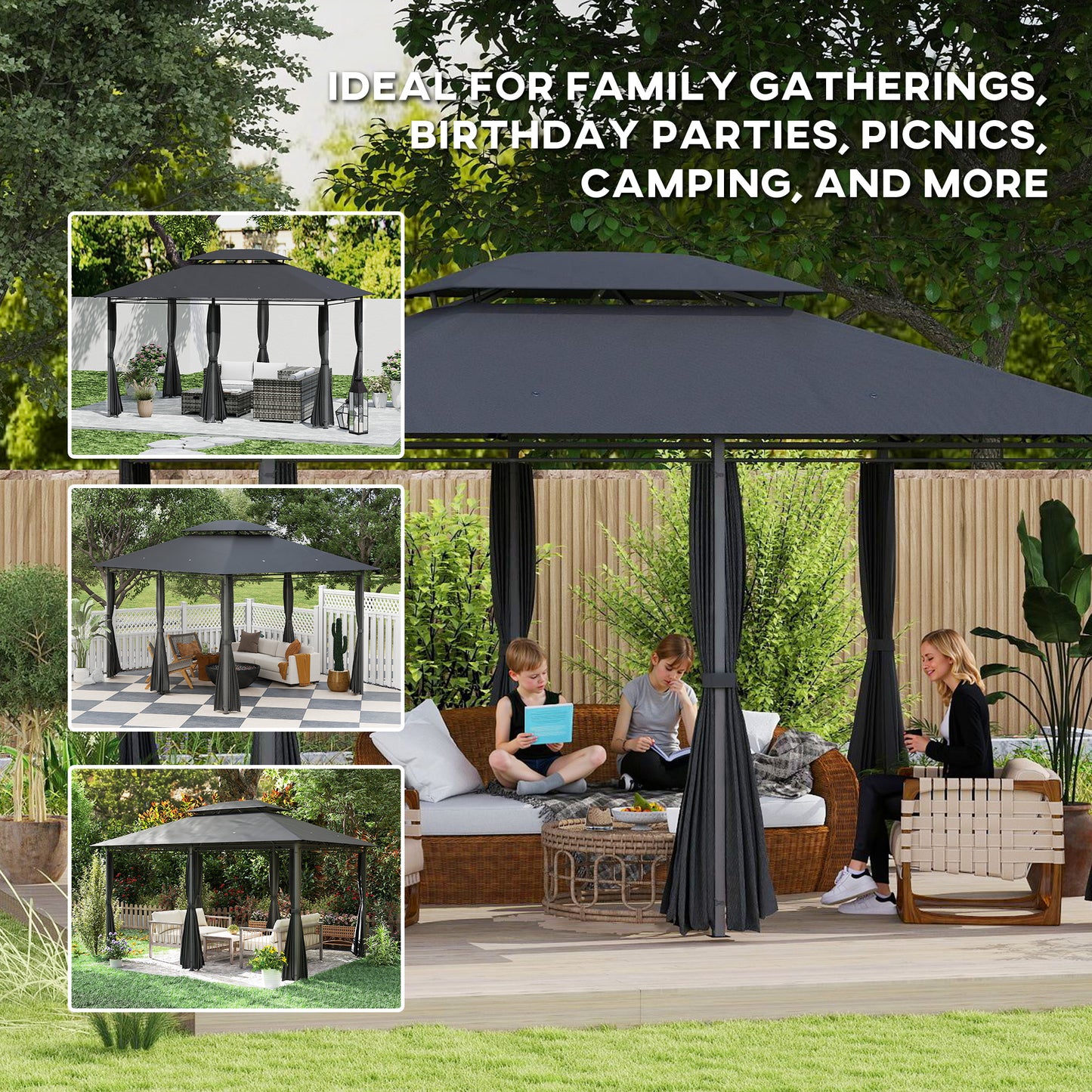 Durable Outdoor Gazebo - Spacious Design with Weather Protection - 3x4m