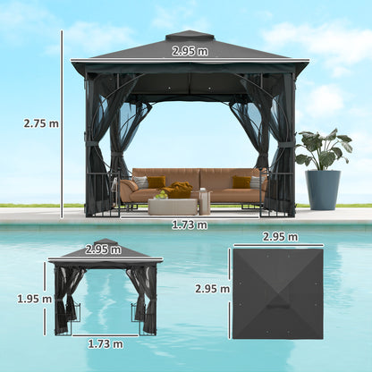 Outsunny Gazebo Party Tent Canopy Sun Shade for Patio Garden 3x3(m)