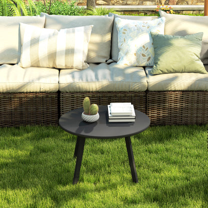 Outsunny 70cm Round Coffee Table with Non-Slip Foot Pads, Black
