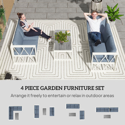Outsunny 5 Seater Sectional Outdoor Sofa Set with Loveseats for Garden Grey