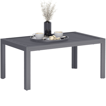 Outsunny Outdoor Side Table Garden Table with Steel Frame and Slat Top Grey