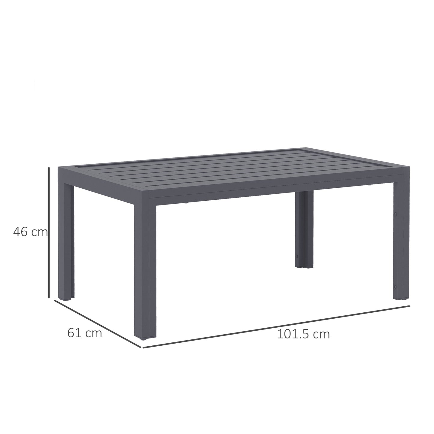 Outsunny Outdoor Side Table Garden Table with Steel Frame and Slat Top Grey
