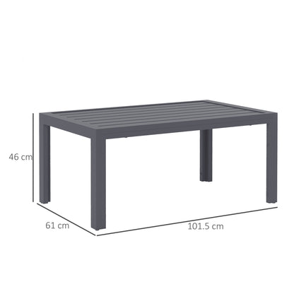 Outsunny Outdoor Side Table Garden Table with Steel Frame and Slat Top Grey