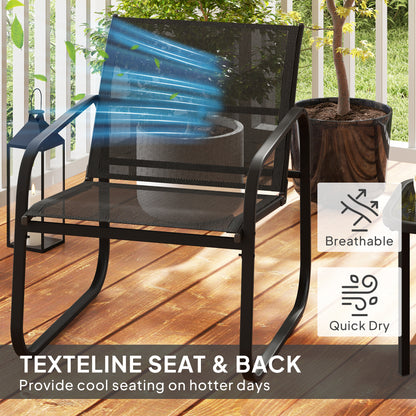 Outsunny Garden Bistro Set, Metal Garden Furniture Set with Mesh Chairs