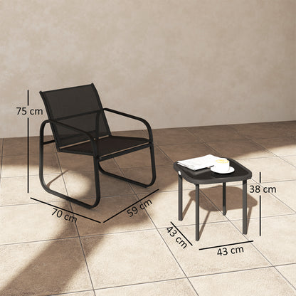 Outsunny Garden Bistro Set, Metal Garden Furniture Set with Mesh Chairs