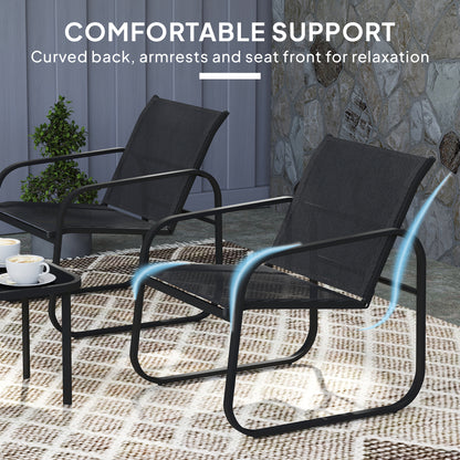 Outsunny Garden Bistro Set, Metal Garden Furniture Set with Mesh Chairs