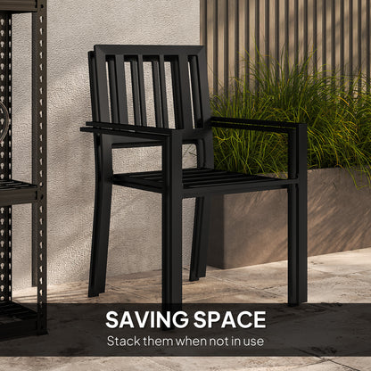 Outsunny 3 Piece Patio Bistro Set with Plastic Top, 2 Stackable Chairs, Grey