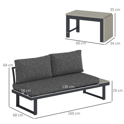 Outsunny 4 Seater L Shaped Aluminium Garden Furniture Set with Coffee Table