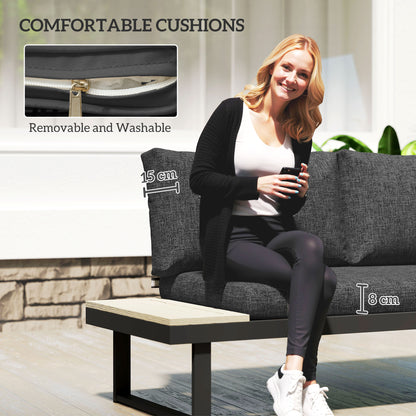 Outsunny 4 Seater L Shaped Aluminium Garden Furniture Set with Coffee Table