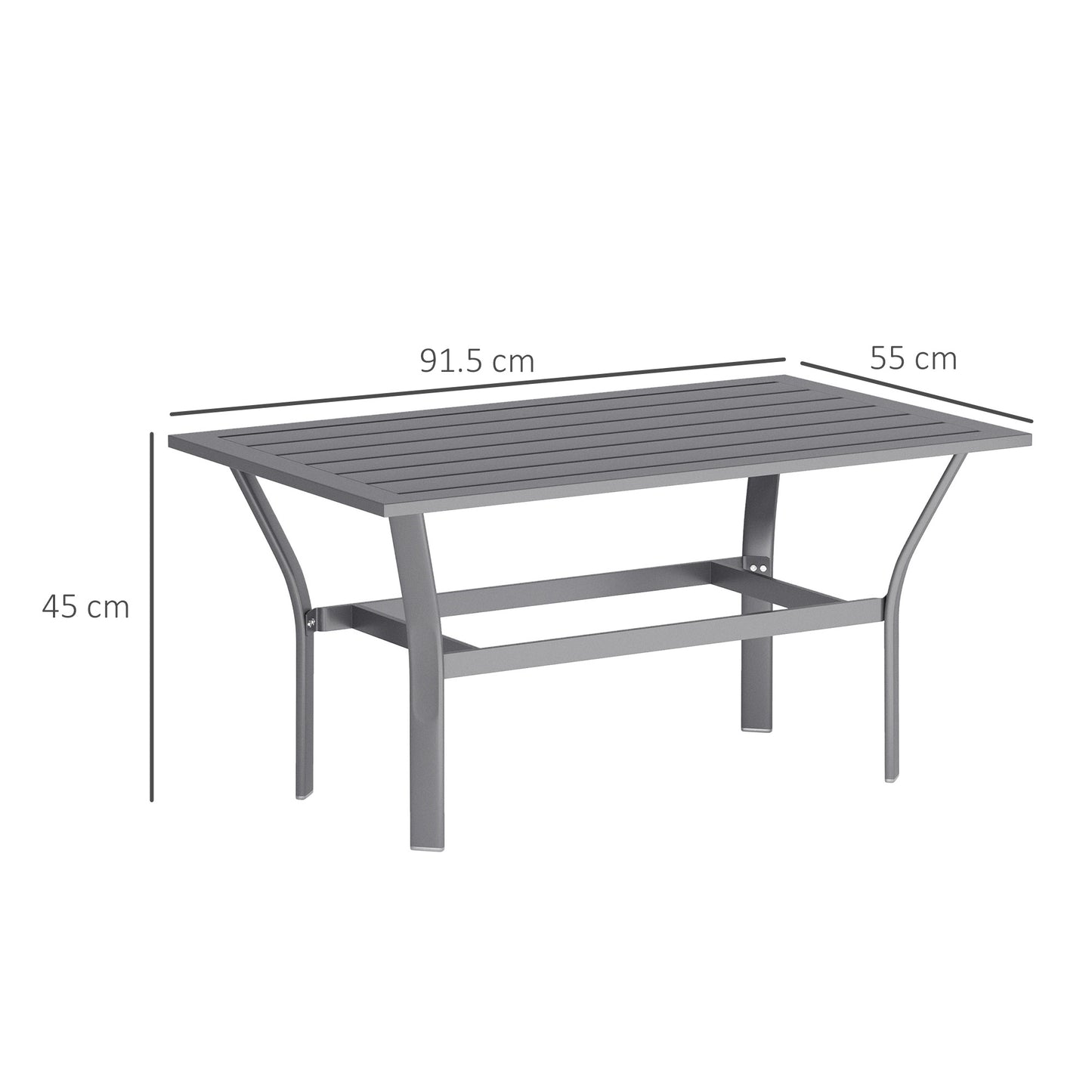 Outsunny Metal Garden Coffee Table with Slatted Tabletop, Dark Grey