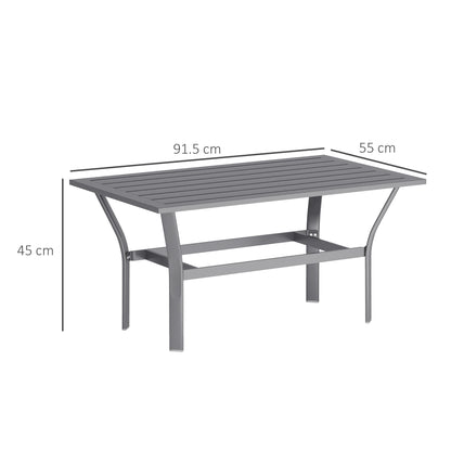Outsunny Metal Garden Coffee Table with Slatted Tabletop, Dark Grey