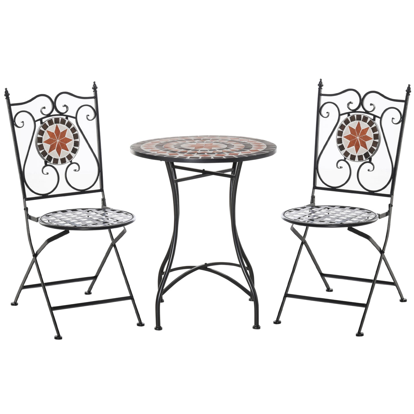 Elegant 3-Piece Bistro Set with Mosaic Design for Outdoor Spaces