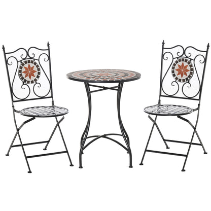 Elegant 3-Piece Bistro Set with Mosaic Design for Outdoor Spaces