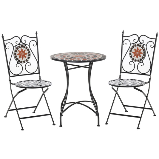 Elegant 3-Piece Bistro Set with Mosaic Design for Outdoor Spaces