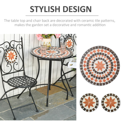 Elegant 3-Piece Bistro Set with Mosaic Design for Outdoor Spaces