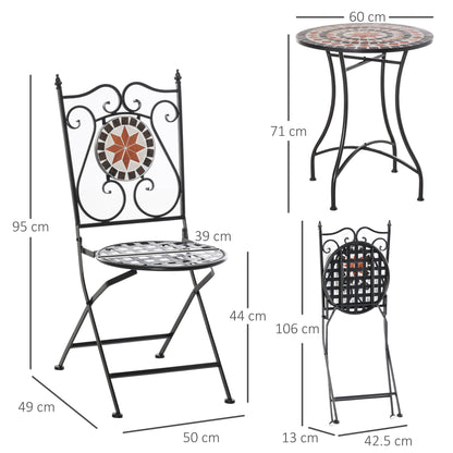 Elegant 3-Piece Bistro Set with Mosaic Design for Outdoor Spaces