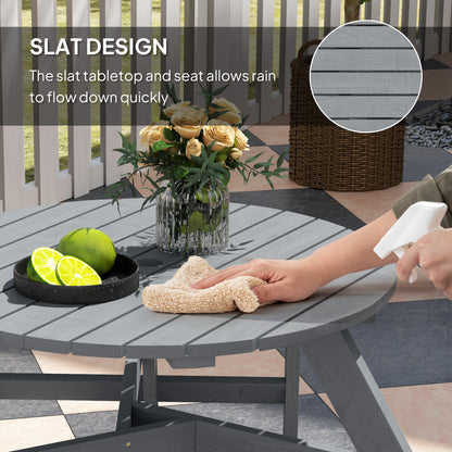 Outsunny 6 Person Fir Wood Table Bench Set Outdoor Garden Patio, Grey