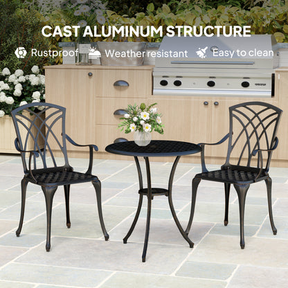 Outsunny 3 PCs Garden Bistro Set Outdoor Garden Furniture Set w/ Umbrella Hole