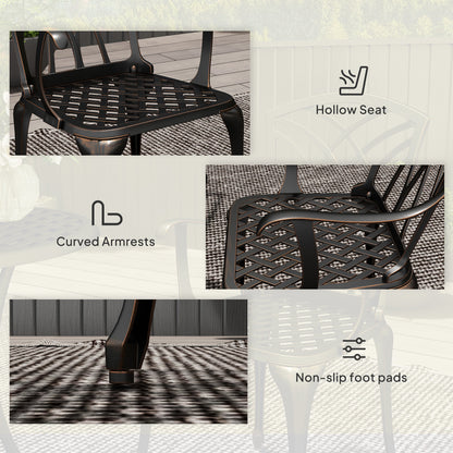 Outsunny 3 PCs Garden Bistro Set Outdoor Garden Furniture Set w/ Umbrella Hole