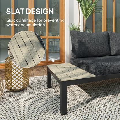 Outsunny 3pcs Garden Sectional Sofa Side Table Furniture Set w/ Cushion