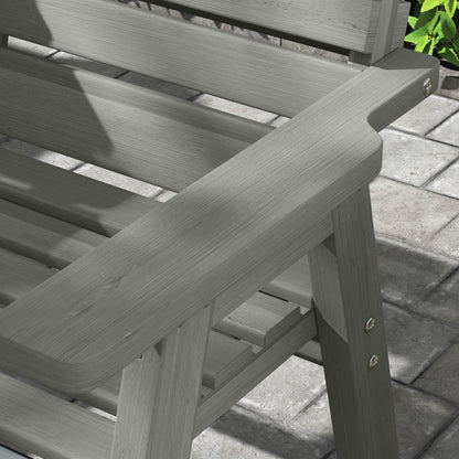 Outsunny Convertable 3-Seater Wood Bench Table Garden w/ Armrests Grey
